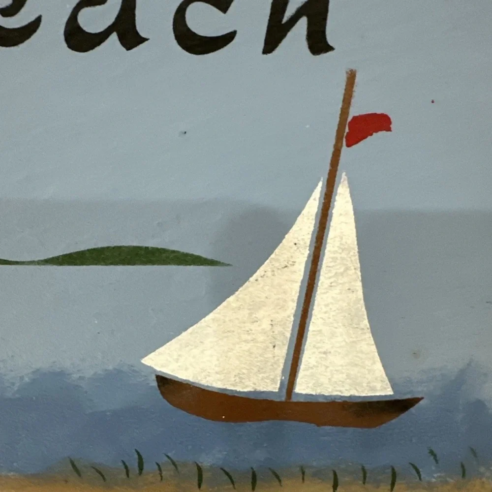 Hand Painted Slate Wall Hanging Welcome To The Beach 12” X 10”
